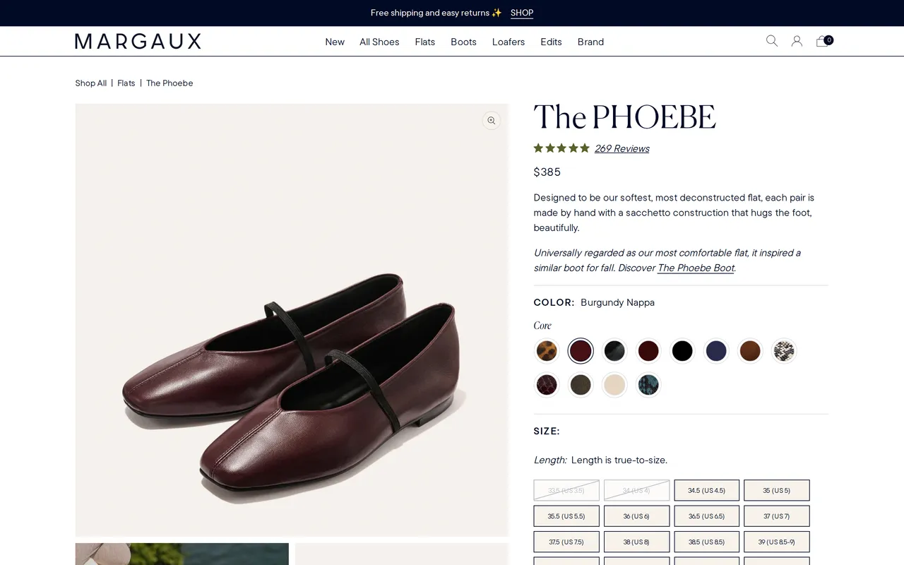 Margaux Product Detail (PDP), product detail page, captured Oct 26, 2026