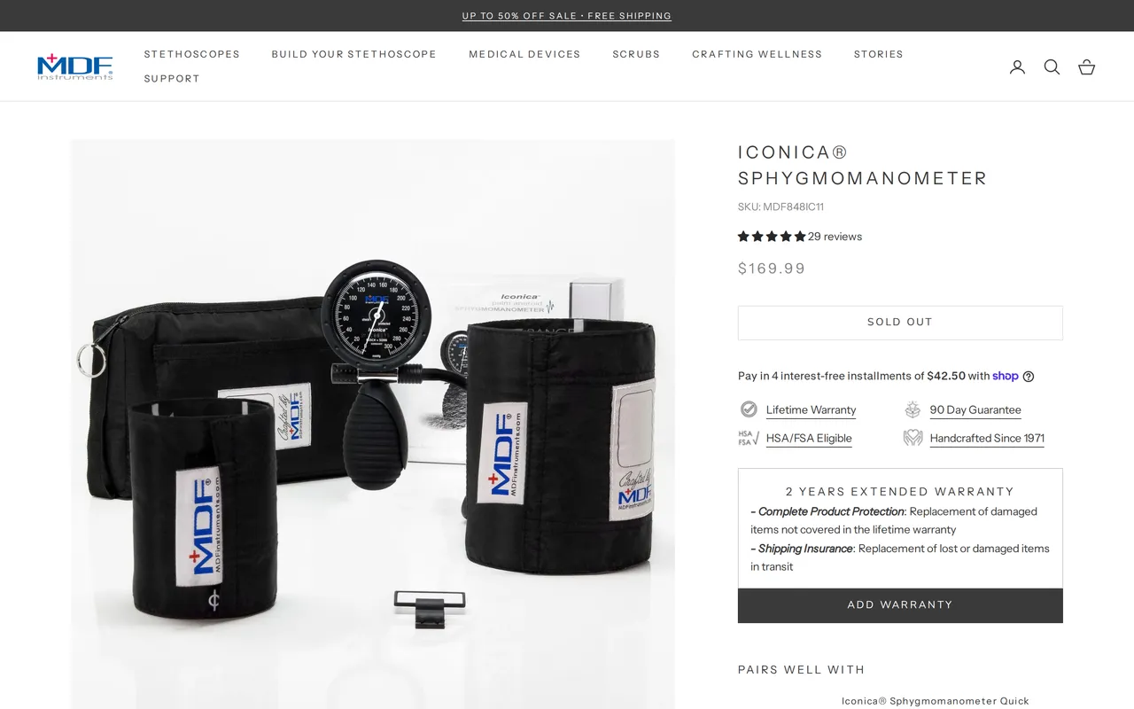 MDF Instruments Product Detail (PDP), product detail page, captured Oct 18, 2026