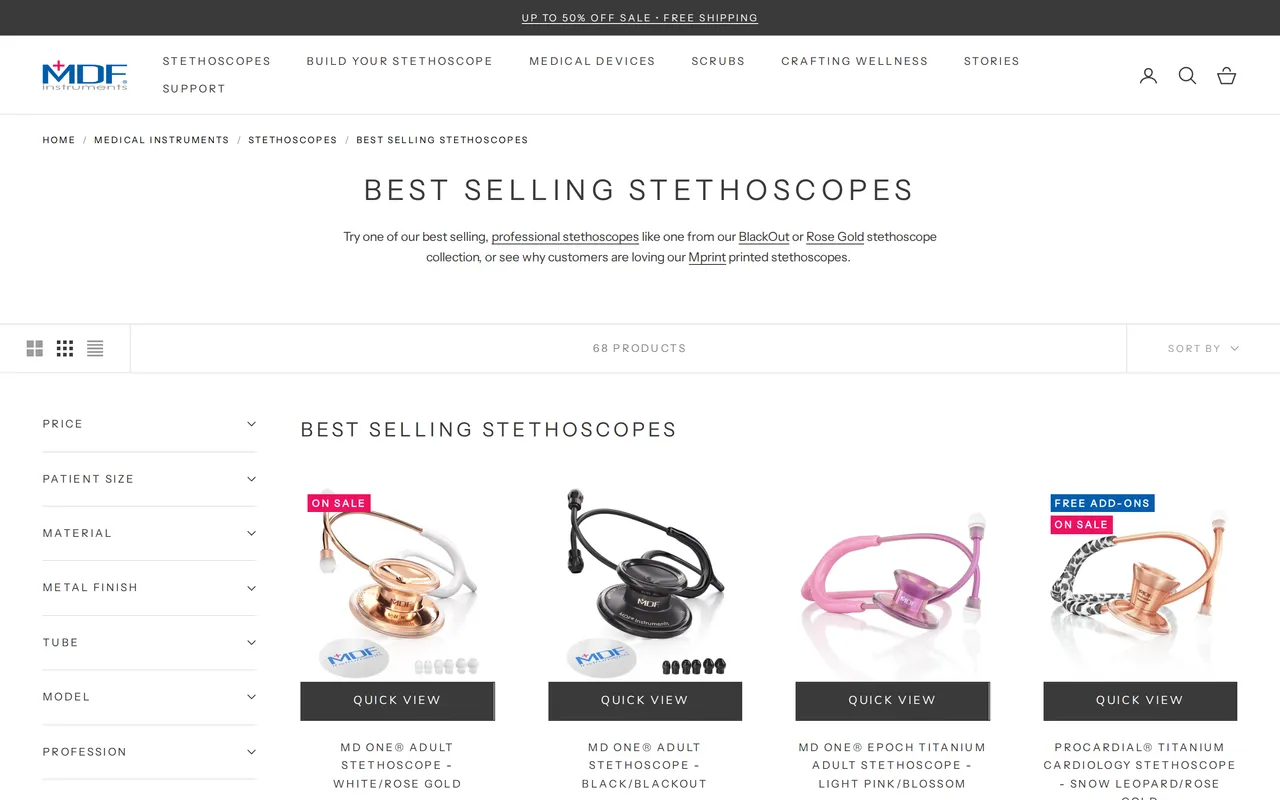MDF Instruments Product Listing (PLP), category listing page, captured Oct 18, 2026