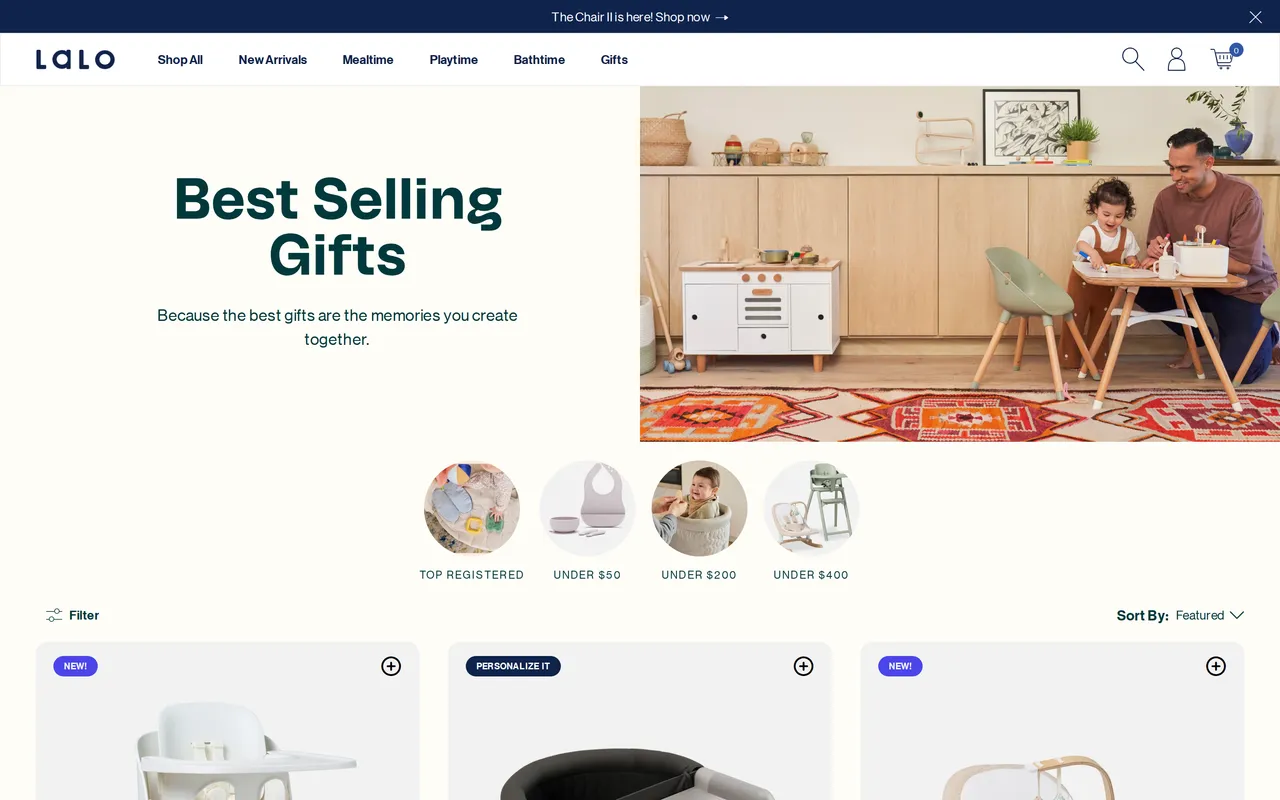 Lalo Product Listing (PLP), category listing page, captured Oct 26, 2026