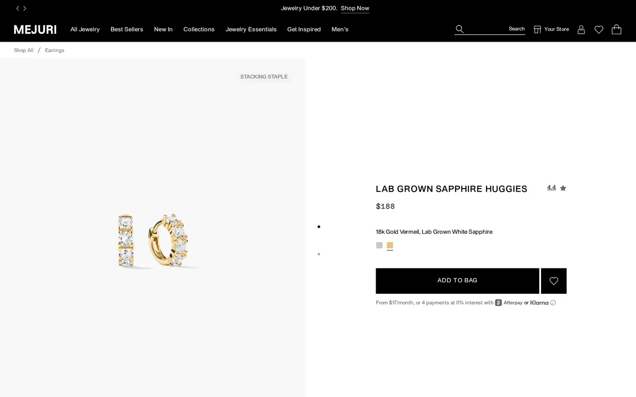 Mejuri Product Detail (PDP), product detail page, captured Oct 26, 2026