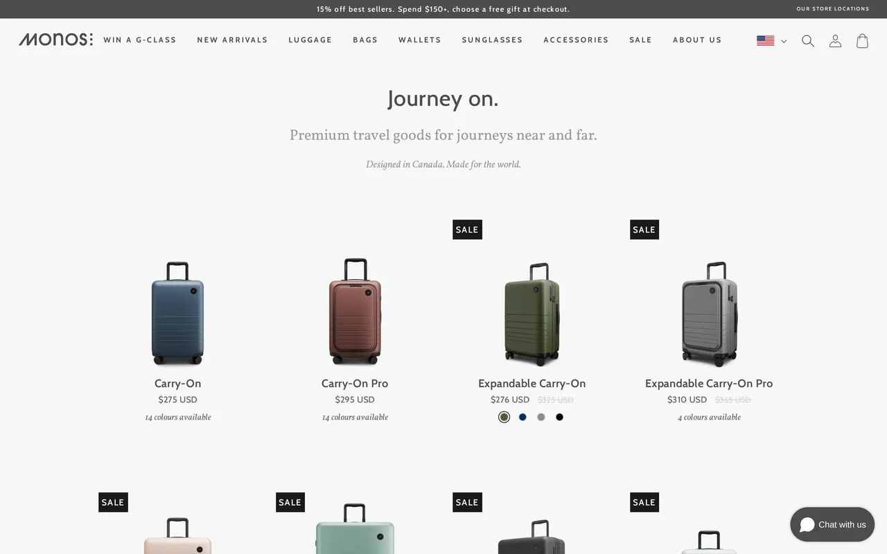 Monos Product Listing (PLP), category listing page, captured Oct 26, 2026