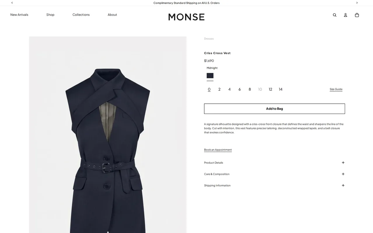 Monse Product Detail (PDP), product detail page, captured Oct 26, 2026