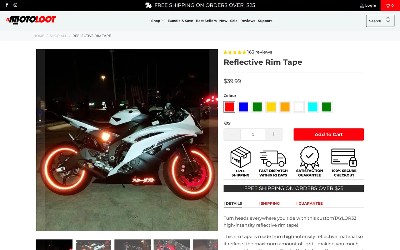 Moto Loot Product Detail (PDP), product detail page, captured Oct 18, 2026