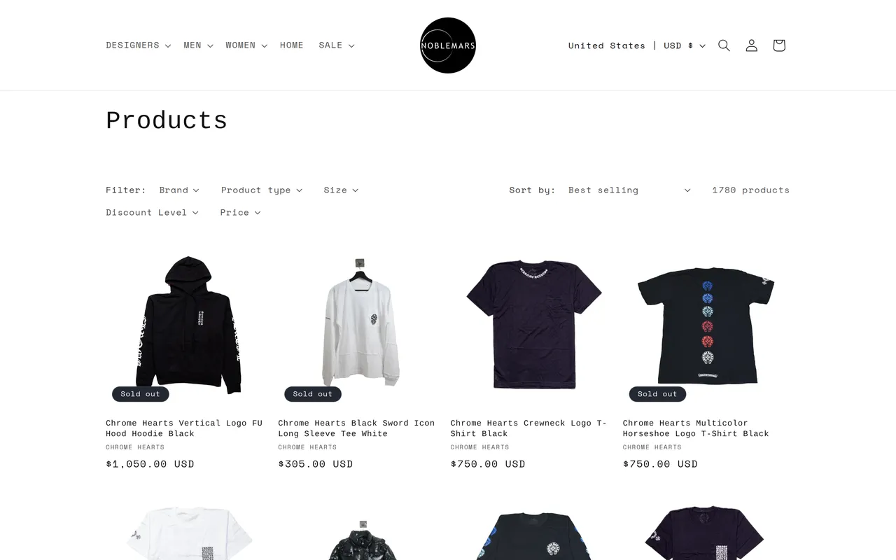 Noblemars Product Listing (PLP), category listing page, captured Oct 26, 2026