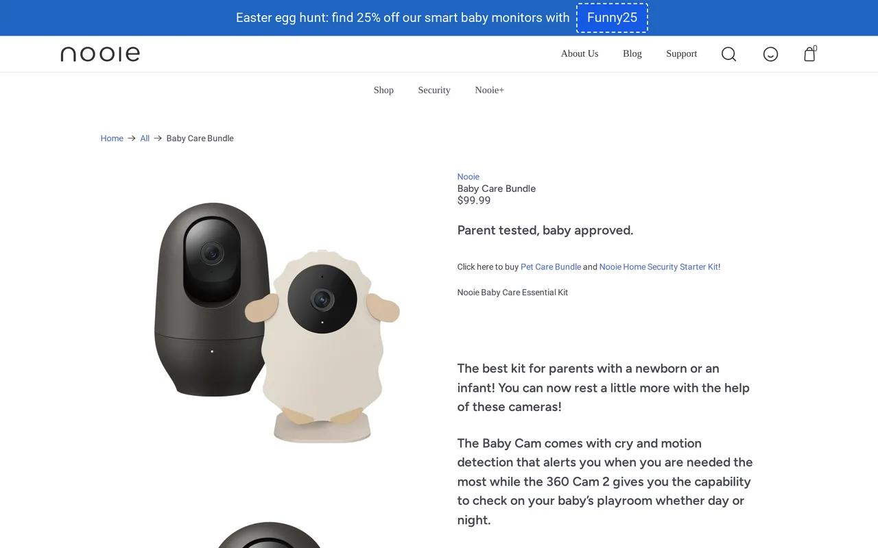 Nooie Product Detail (PDP), product detail page, captured Oct 26, 2026