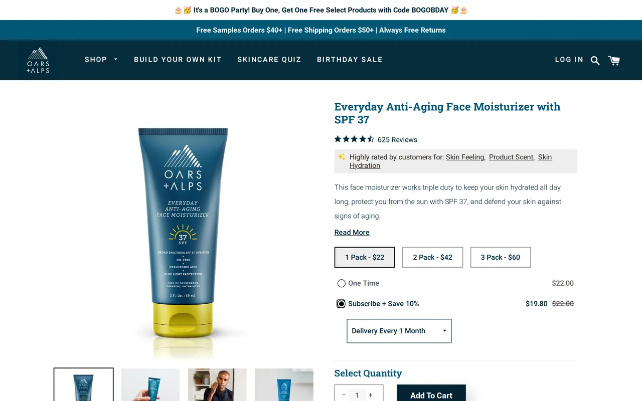 Oars + Alps Product Detail (PDP), product detail page, captured Oct 26, 2026