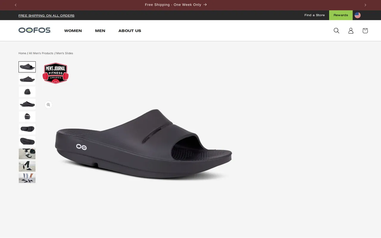 OOFOS Product Detail (PDP), product detail page, captured Oct 26, 2026