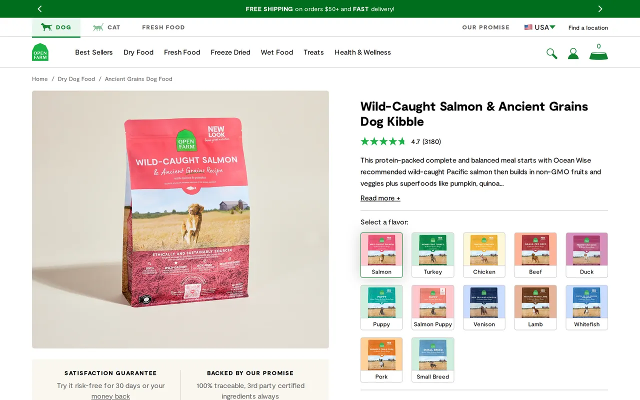 Open Farm Product Detail (PDP), product detail page, captured Oct 26, 2026