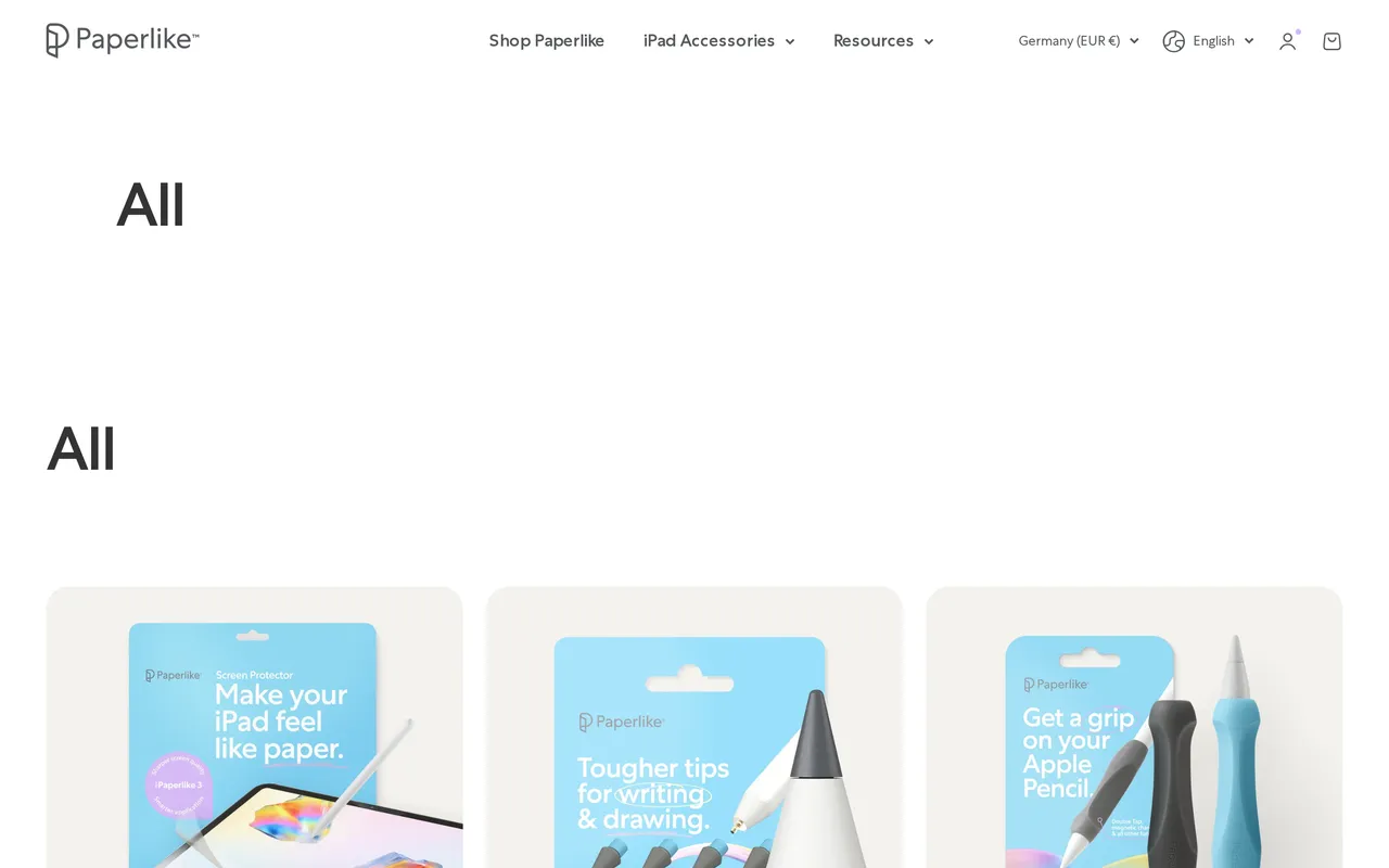Paperlike Product Listing (PLP), category listing page, captured Oct 26, 2026