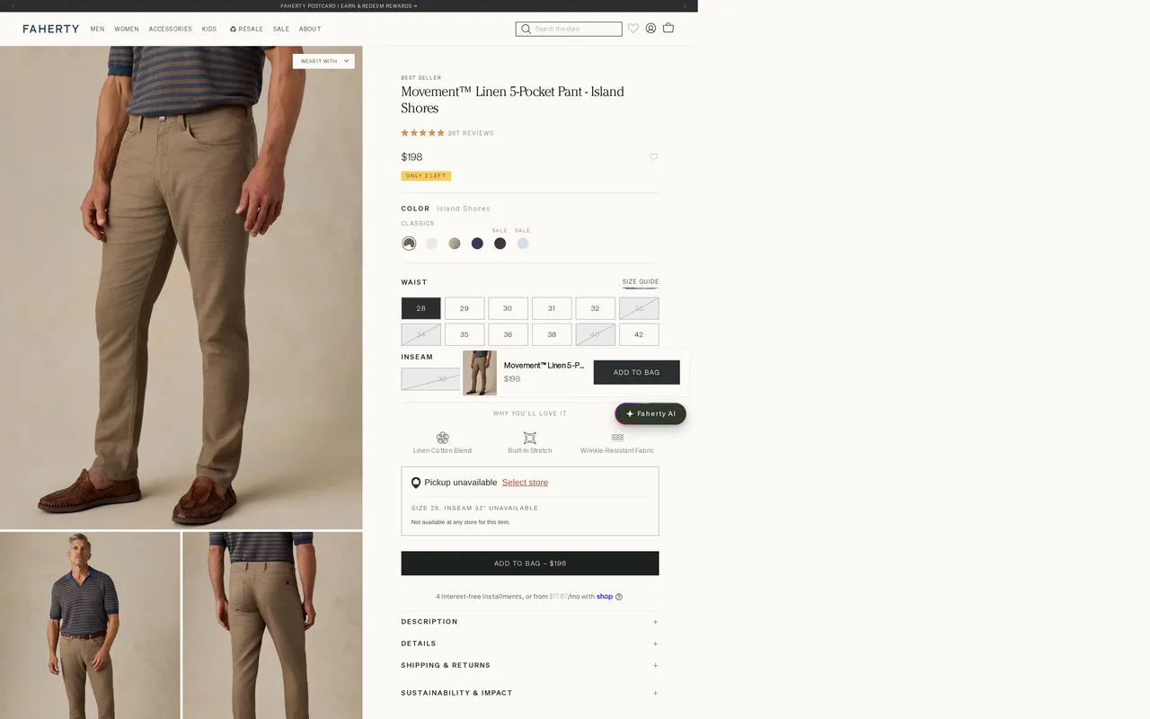 fahertybrand.com product detail page