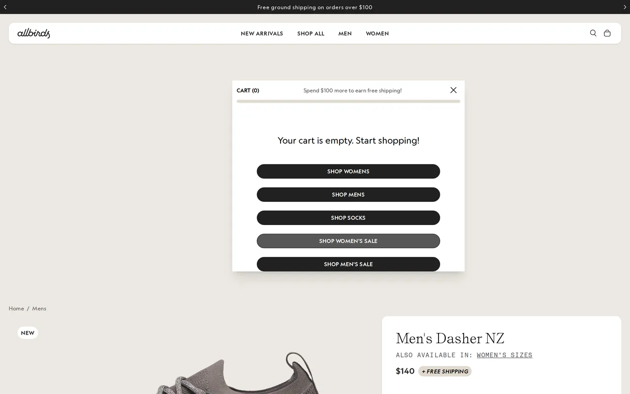 allbirds.com product detail page