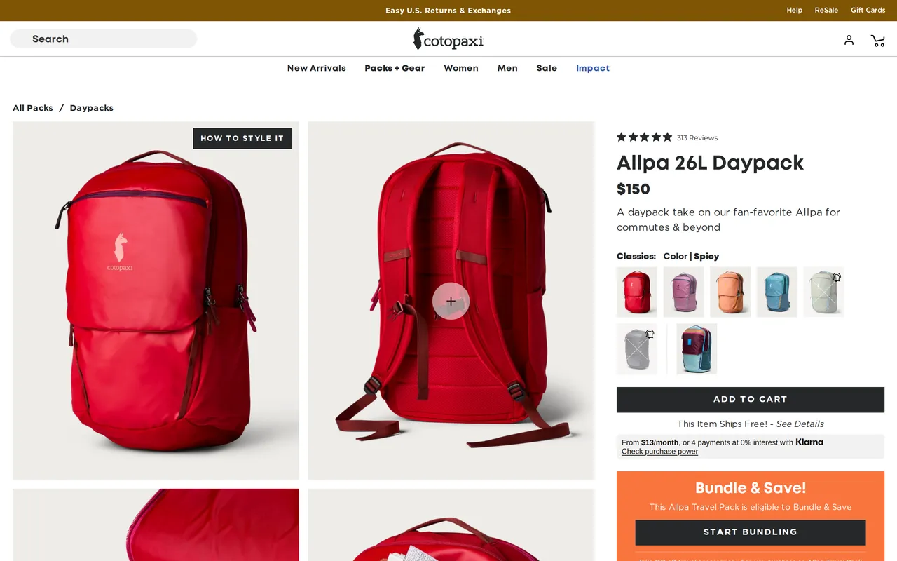 cotopaxi.com product detail page