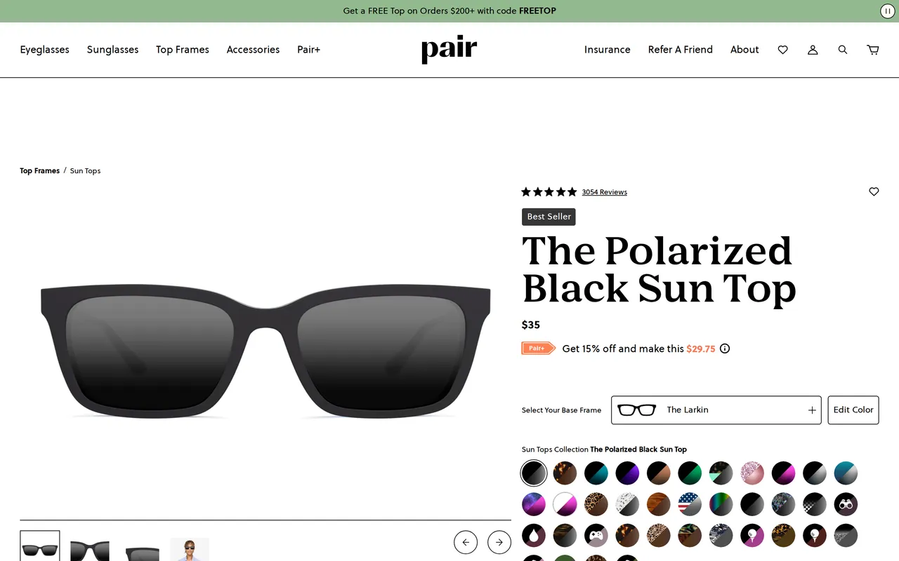 paireyewear.com product detail page