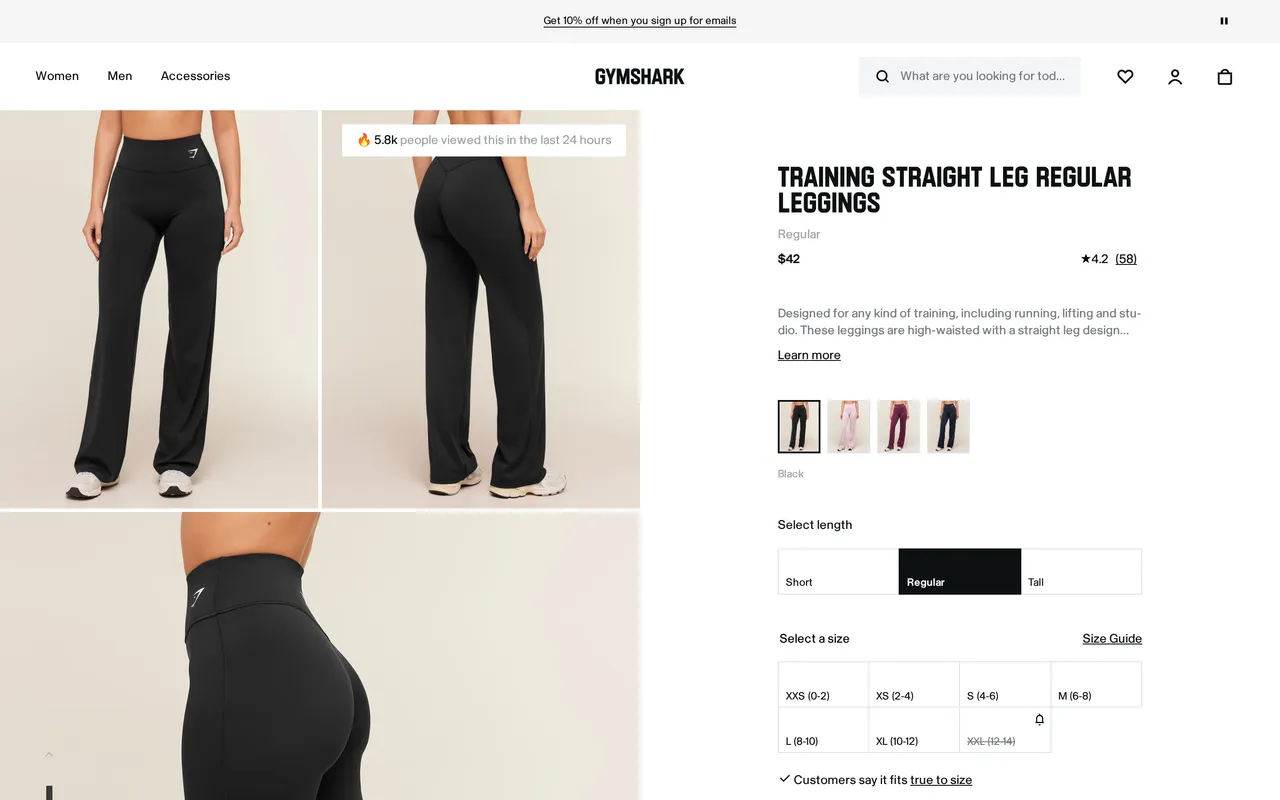 gymshark.com product detail page