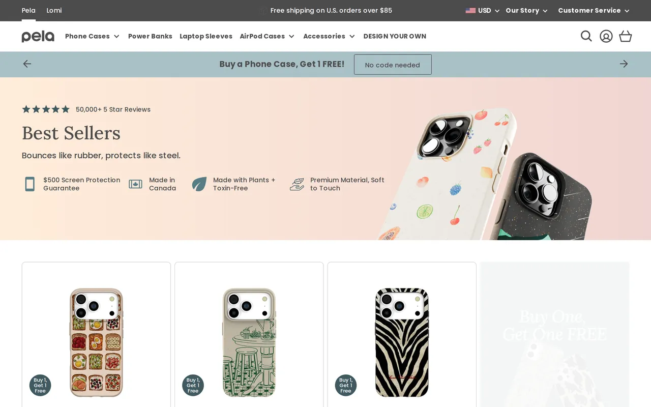 Pela Case Product Listing (PLP), category listing page, captured Oct 26, 2026