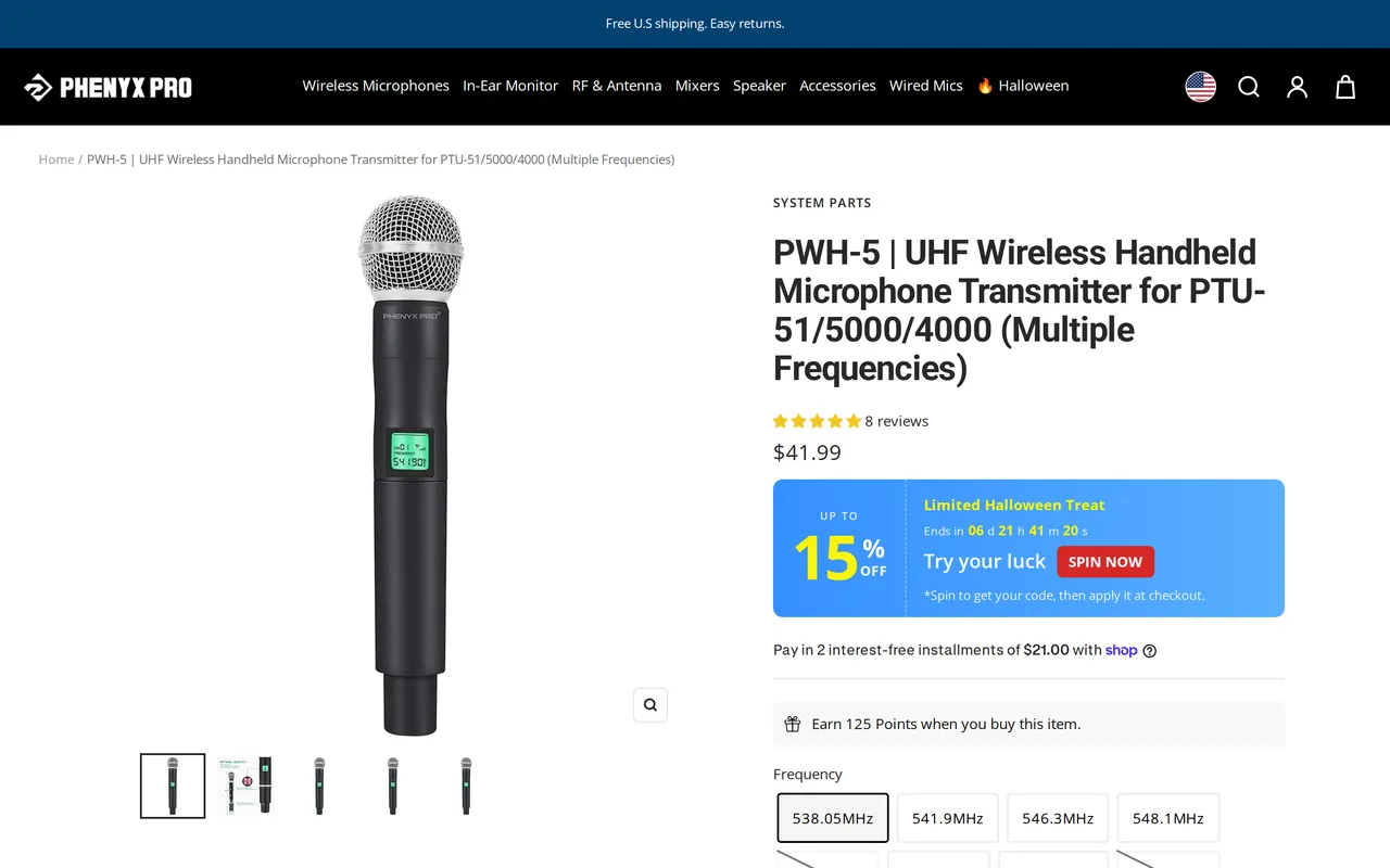 Phenyx Pro Product Detail (PDP), product detail page, captured Oct 25, 2026