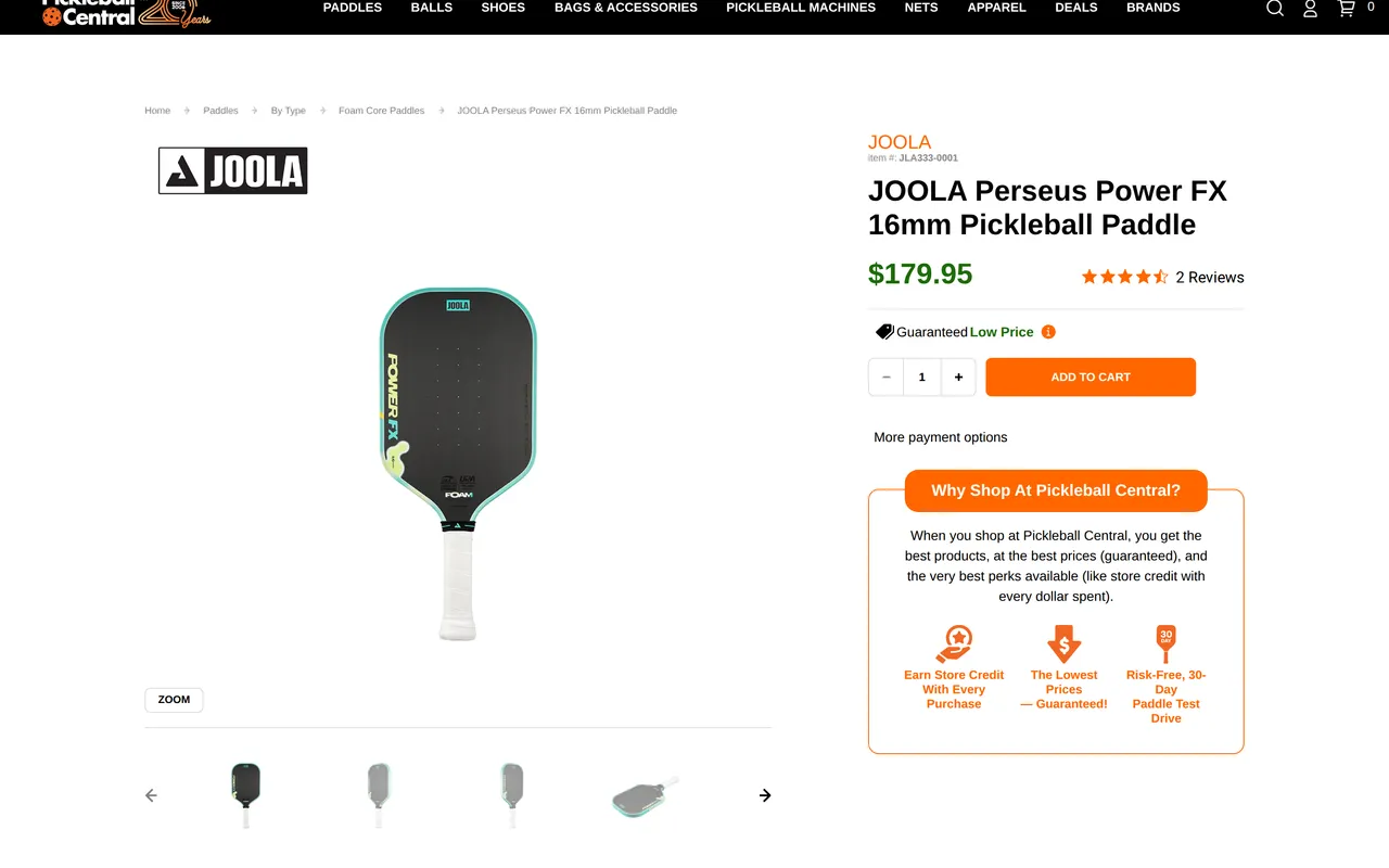 Pickleball Central Product Detail (PDP), product detail page, captured Oct 29, 2026
