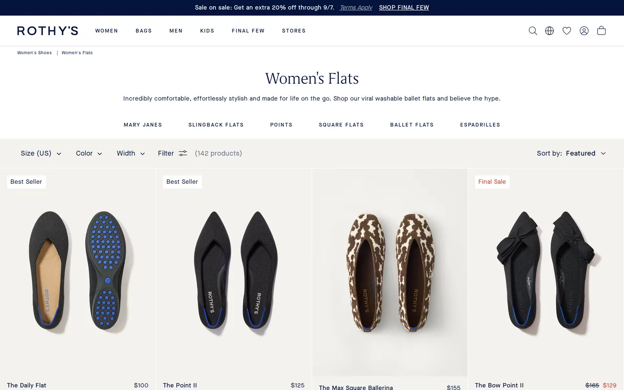 rothys.com category listing page