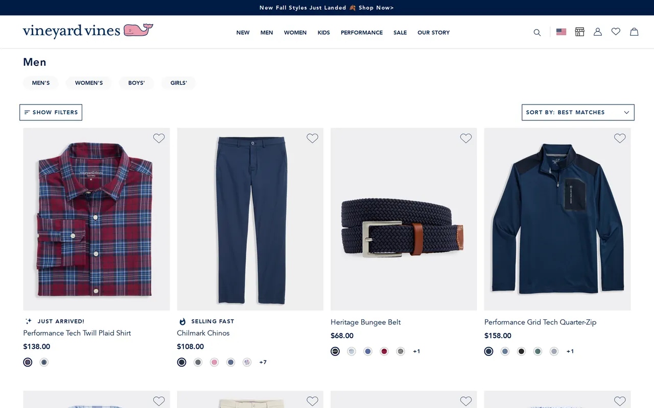 vineyardvines.com category listing page