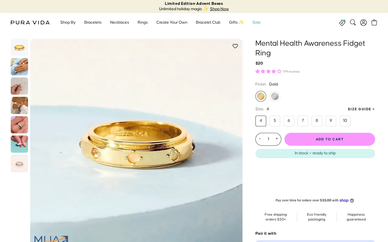 Pura Vida Product Detail (PDP), product detail page, captured Oct 26, 2026