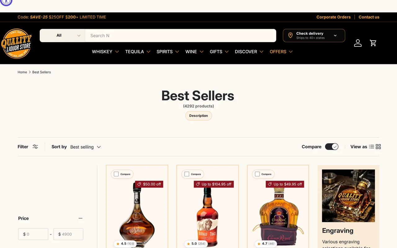 Quality Liquor Store Product Listing (PLP), category listing page, captured Oct 26, 2026