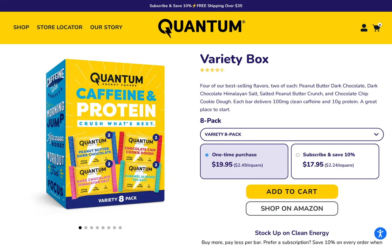 Quantum Energy Squares Product Detail (PDP), product detail page, captured Oct 26, 2026