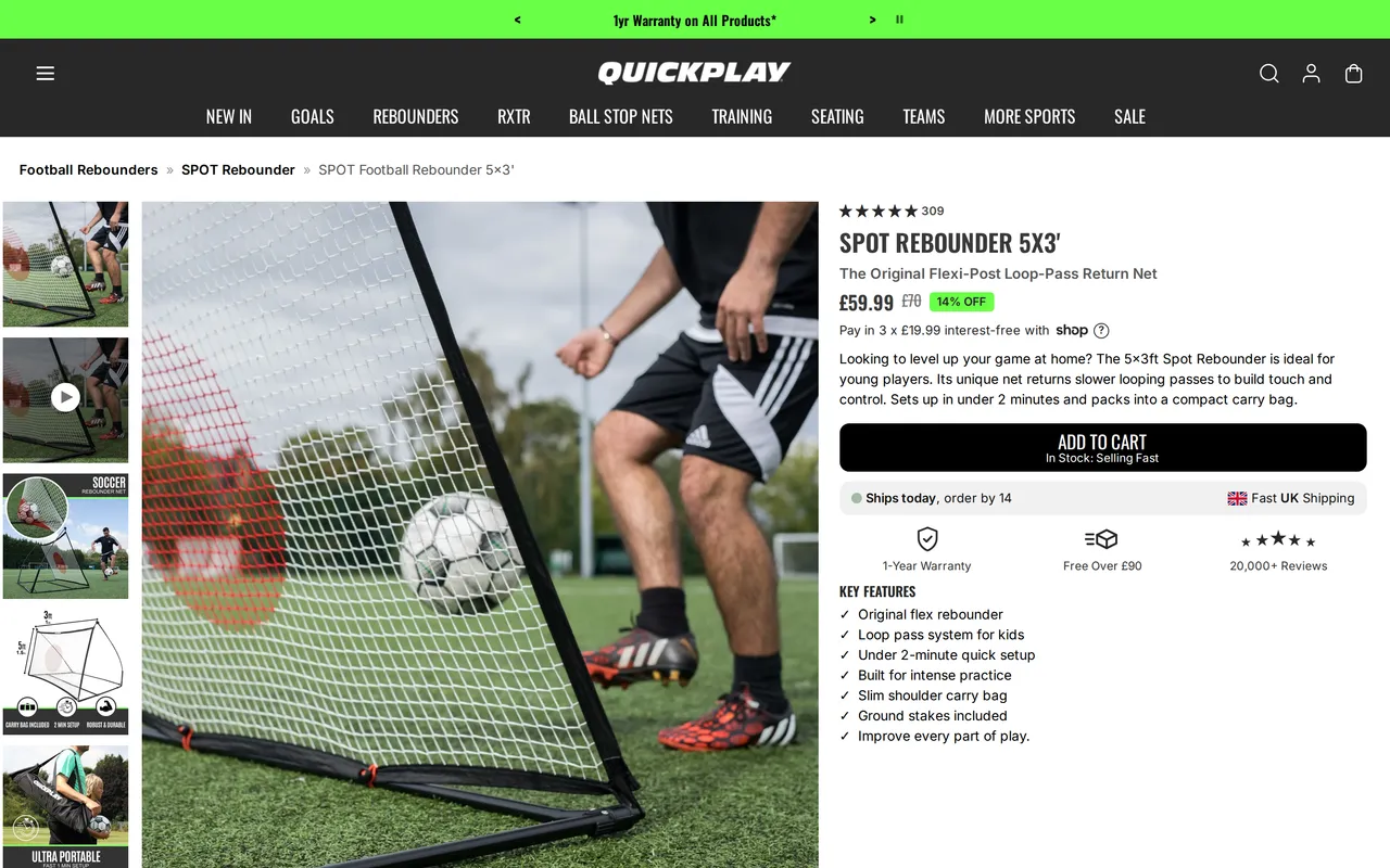 QUICKPLAY Product Detail (PDP), product detail page, captured Oct 26, 2026