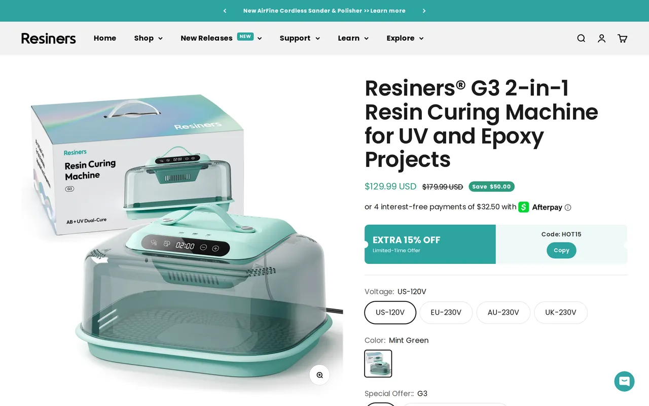 Resiners Product Detail (PDP), product detail page, captured Oct 26, 2026