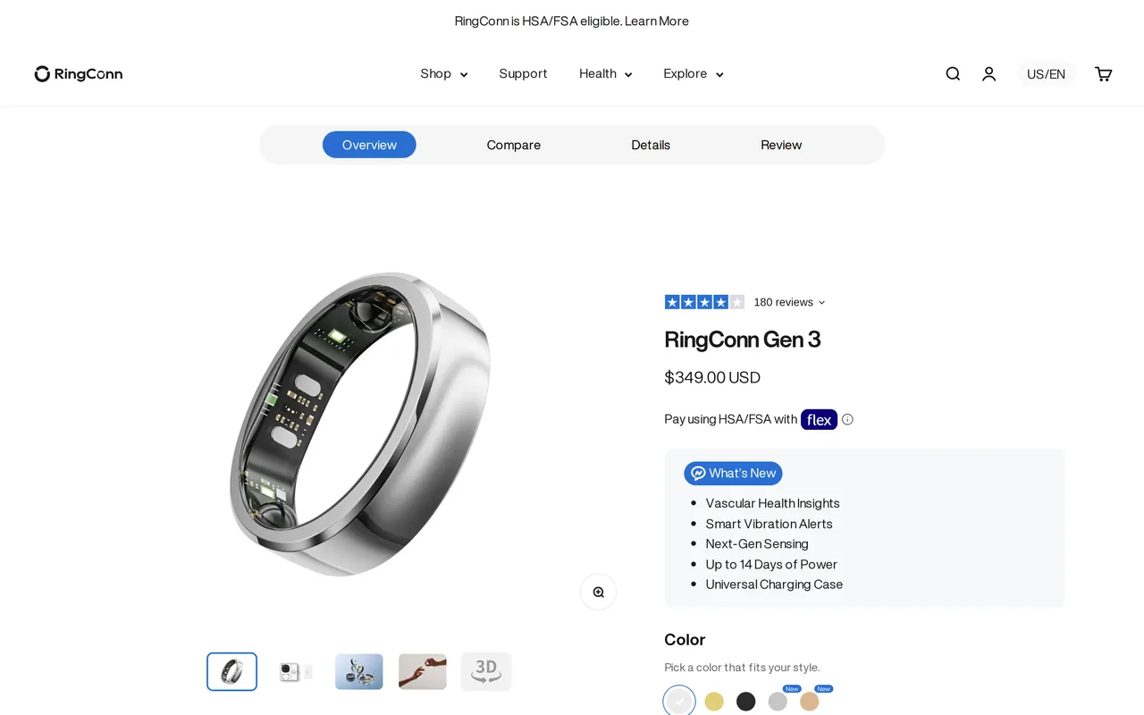 Ringconn Product Detail (PDP), product detail page, captured Oct 18, 2026