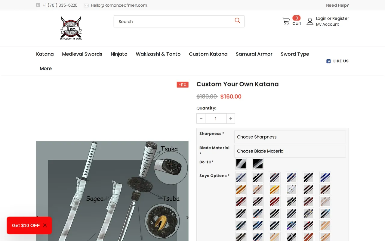 Romance of Men Product Detail (PDP), product detail page, captured Oct 26, 2026