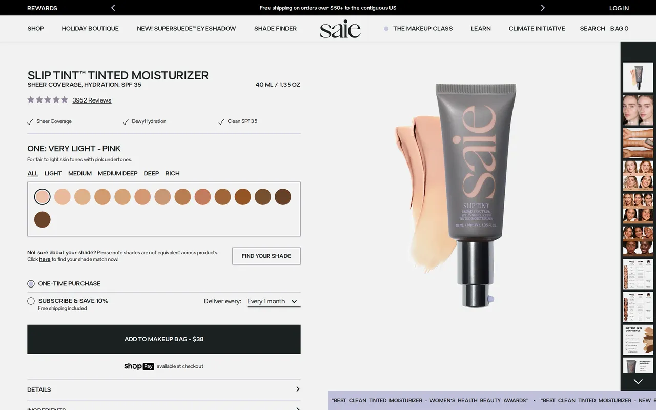 Saie Product Detail (PDP), product detail page, captured Oct 26, 2026