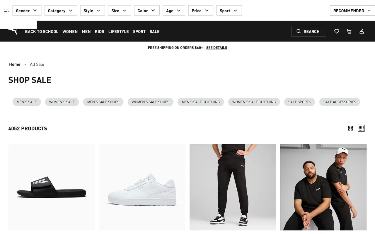 us.puma.com sale/clearance landing page