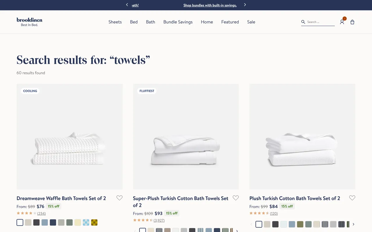 brooklinen.com search results for 'towels'