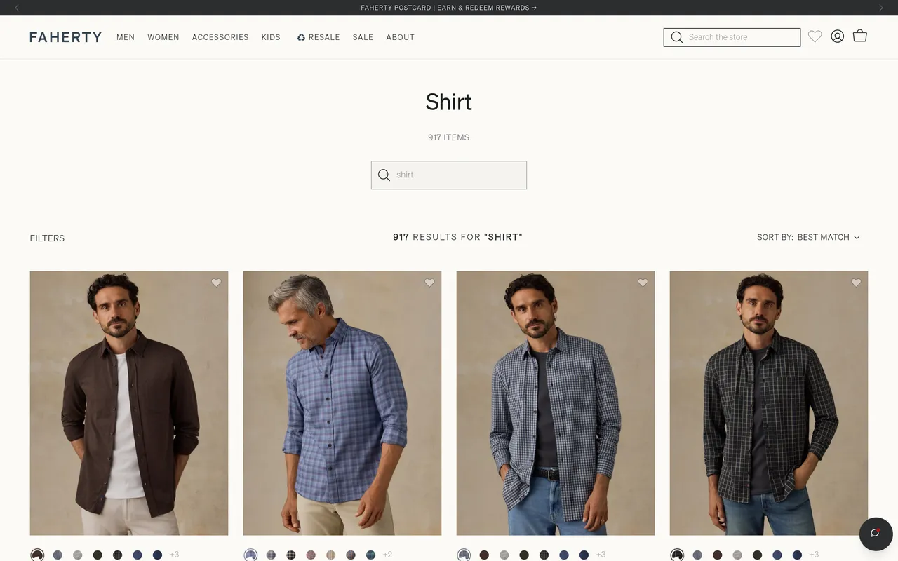 fahertybrand.com search results for 'shirt'