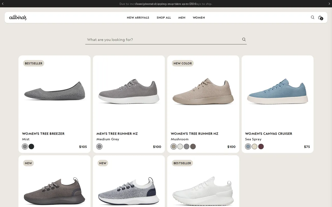 allbirds.com search results for 'shoe'