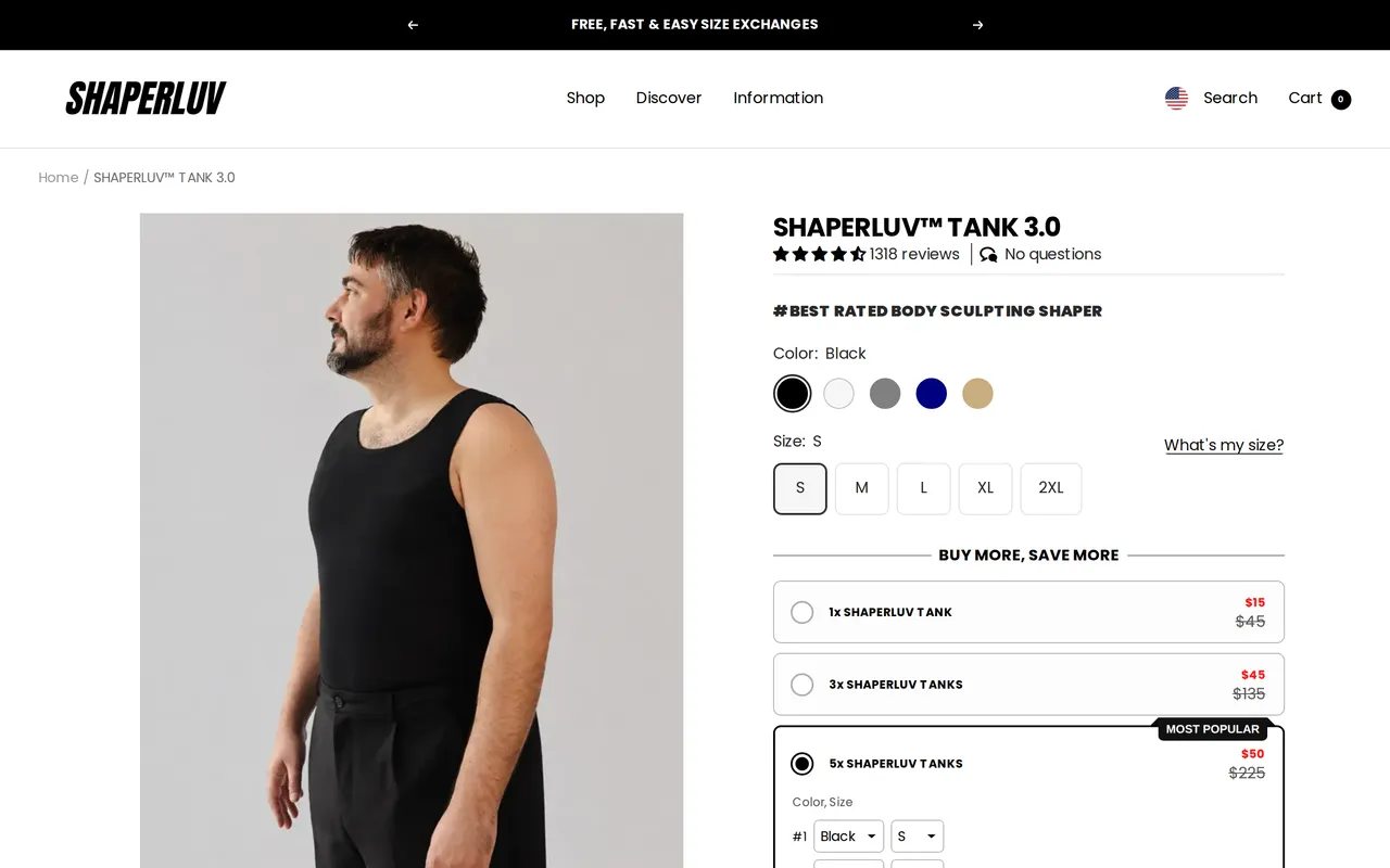 Shaperluv Product Detail (PDP), product detail page, captured Oct 26, 2026