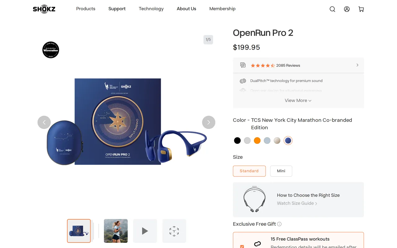 AfterShokz Product Detail (PDP), product detail page, captured Oct 26, 2026