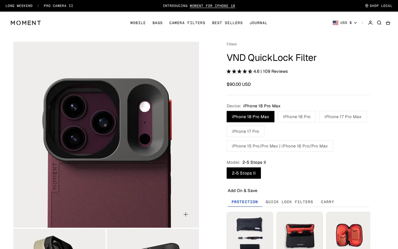 Moment Product Detail (PDP), product detail page, captured Oct 26, 2026