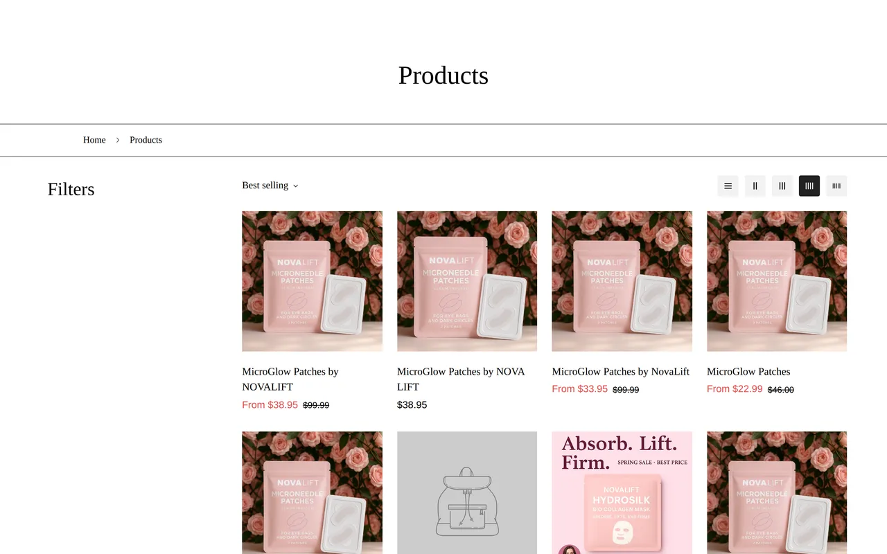 NovaLift Product Listing (PLP), category listing page, captured Oct 26, 2026