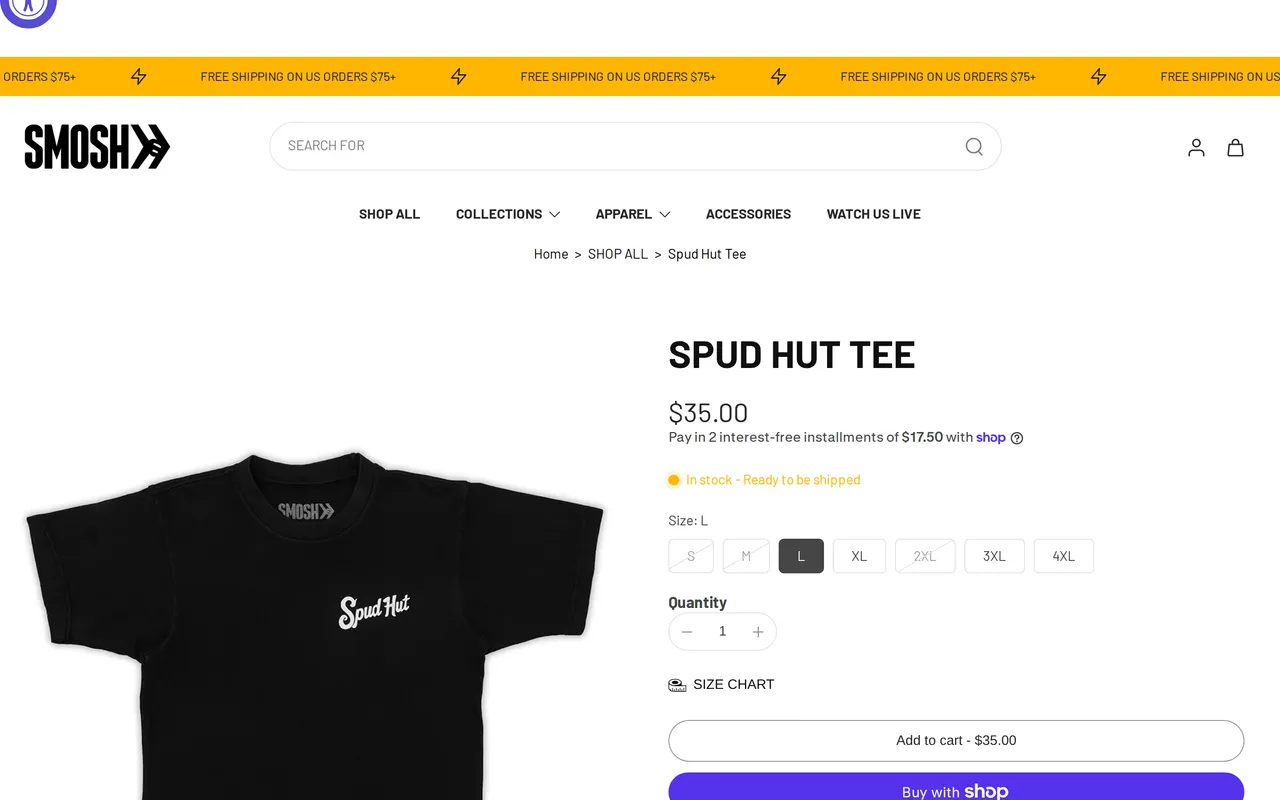 Smosh Store Product Detail (PDP), product detail page, captured Oct 26, 2026