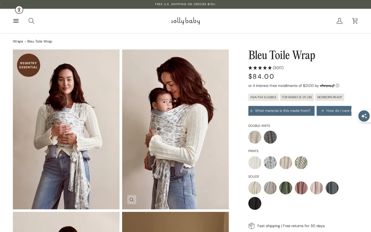 Baby Wraps Product Detail (PDP), product detail page, captured Oct 26, 2026