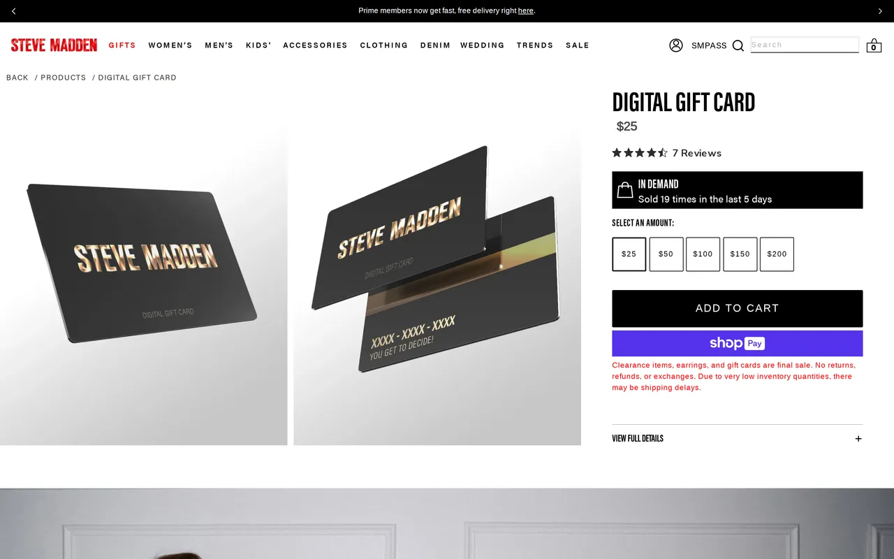 Steve Madden Product Detail (PDP), product detail page, captured Oct 19, 2026