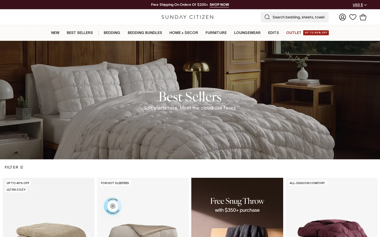 Sunday Citizen Product Listing (PLP), category listing page, captured Oct 26, 2026