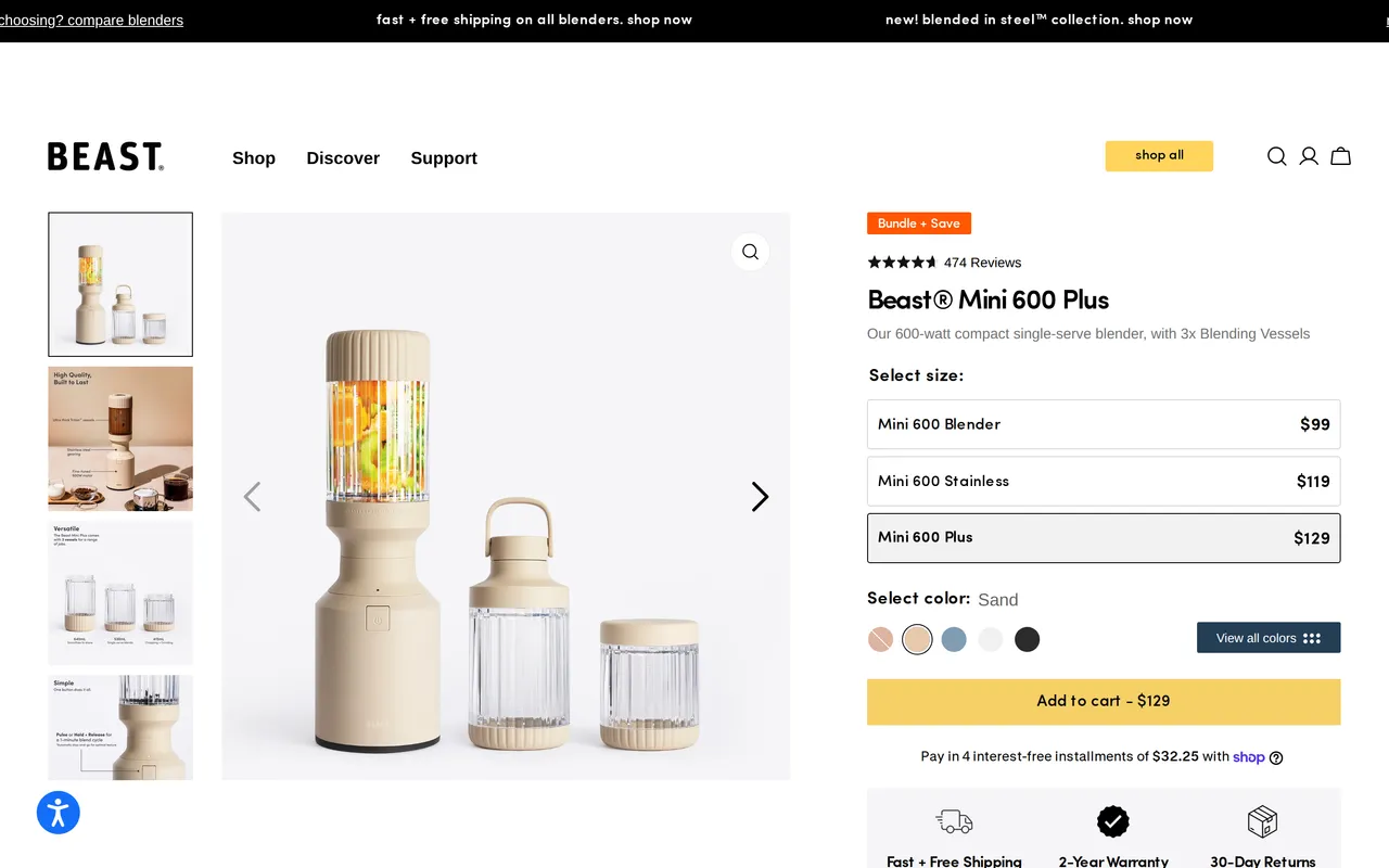 Beast Health Product Detail (PDP), product detail page, captured Oct 26, 2026