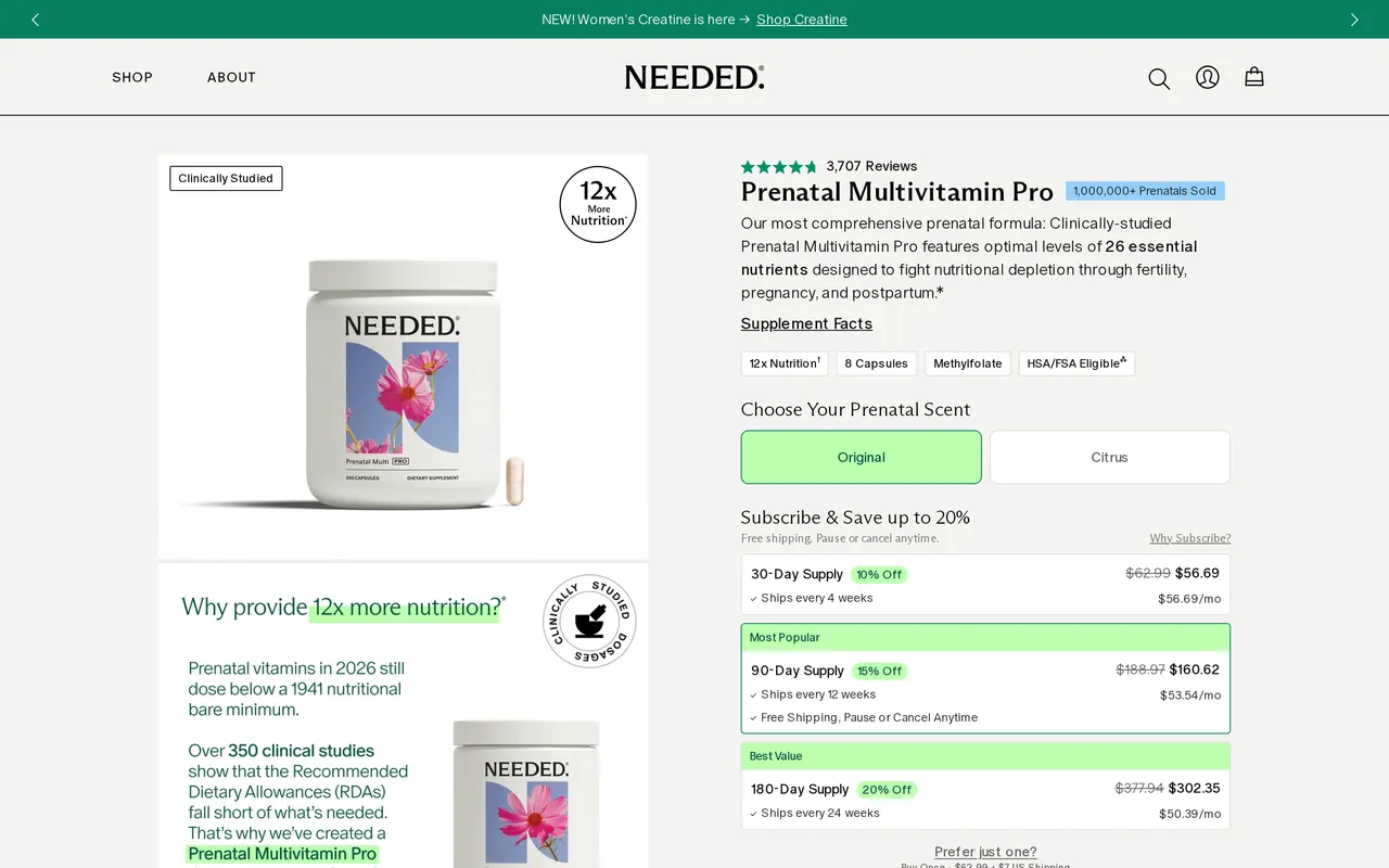 Needed Product Detail (PDP), product detail page, captured Oct 26, 2026