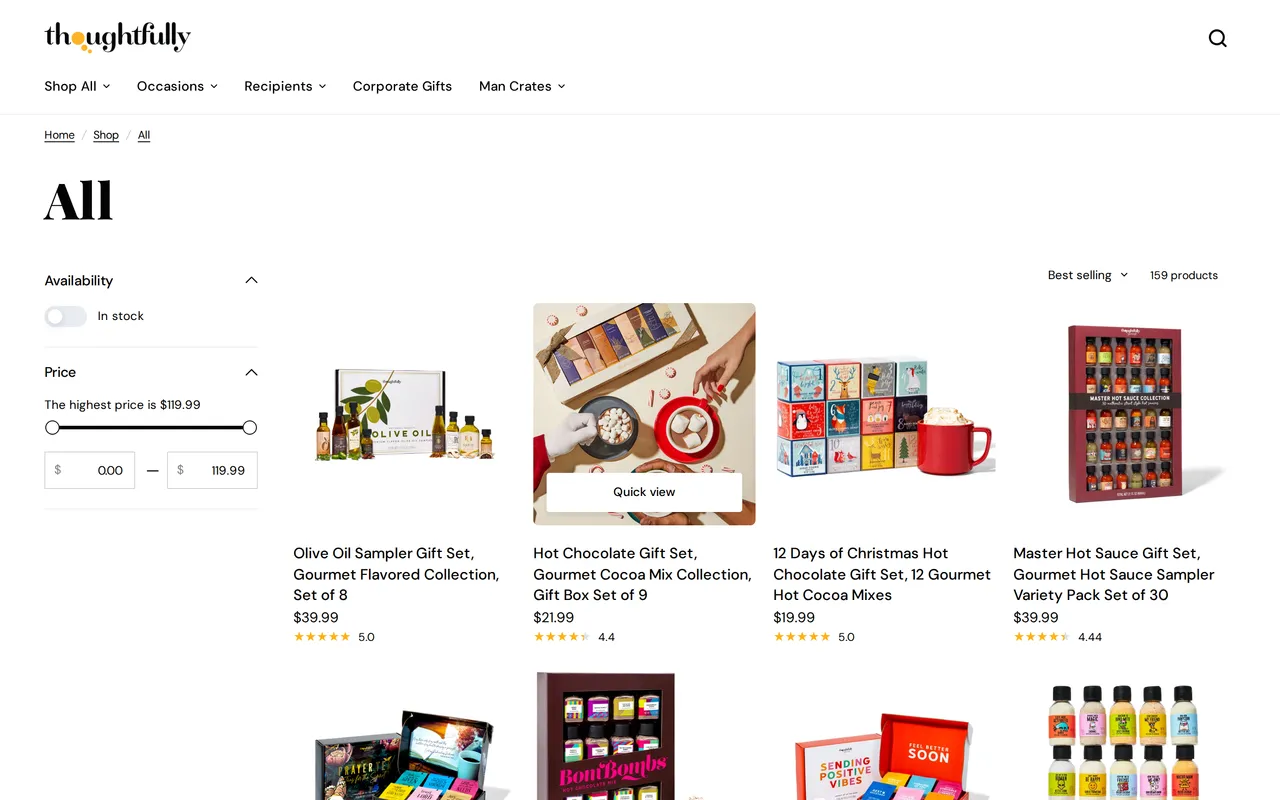 Thoughtfully Product Listing (PLP), category listing page, captured Oct 26, 2026