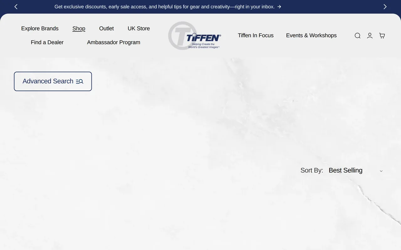 Tiffen Product Listing (PLP), category listing page, captured Oct 26, 2026