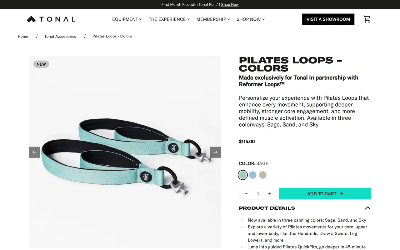 Tonal Product Detail (PDP), product detail page, captured Oct 26, 2026