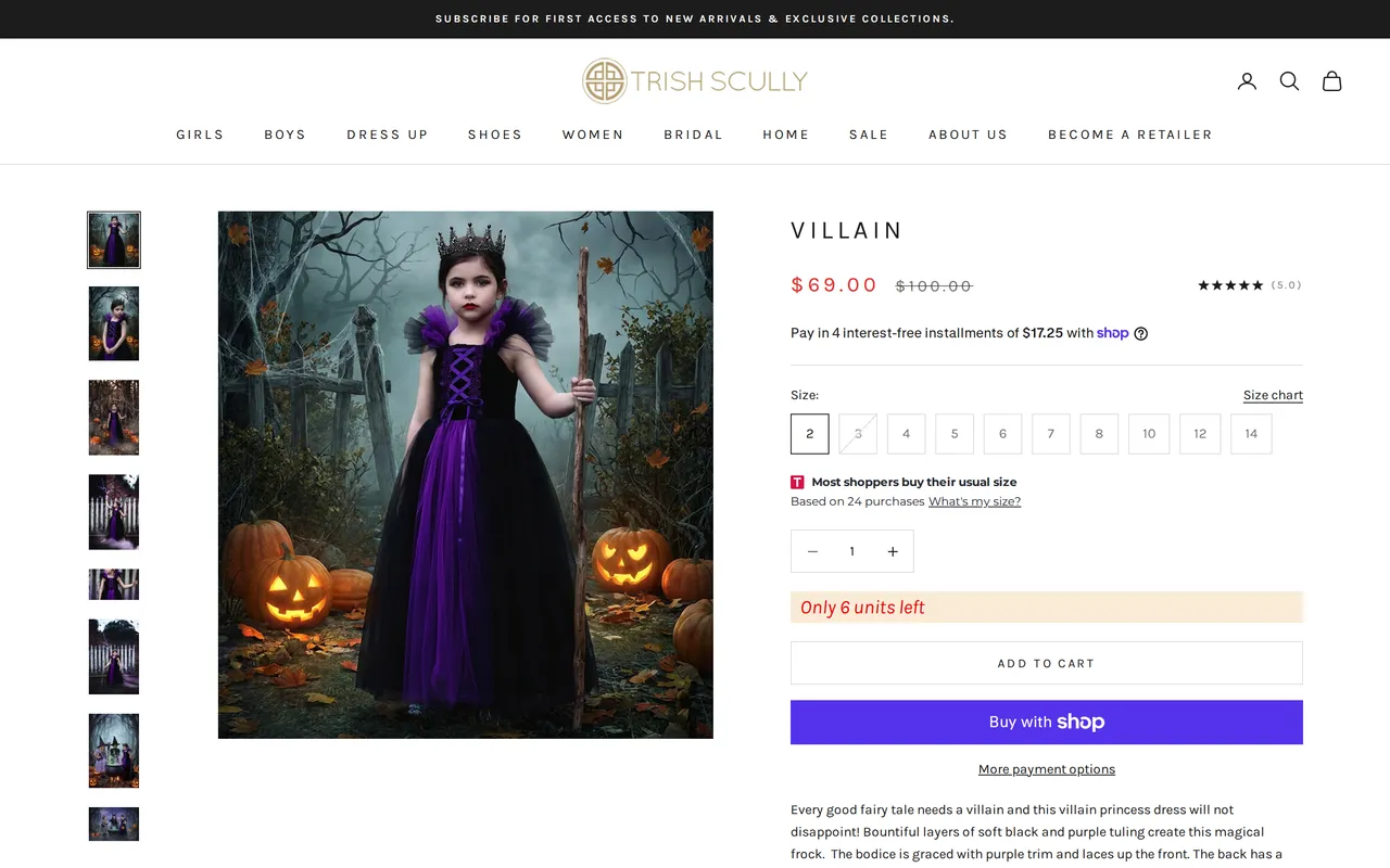 Trish Scully Product Detail (PDP), product detail page, captured Oct 18, 2026